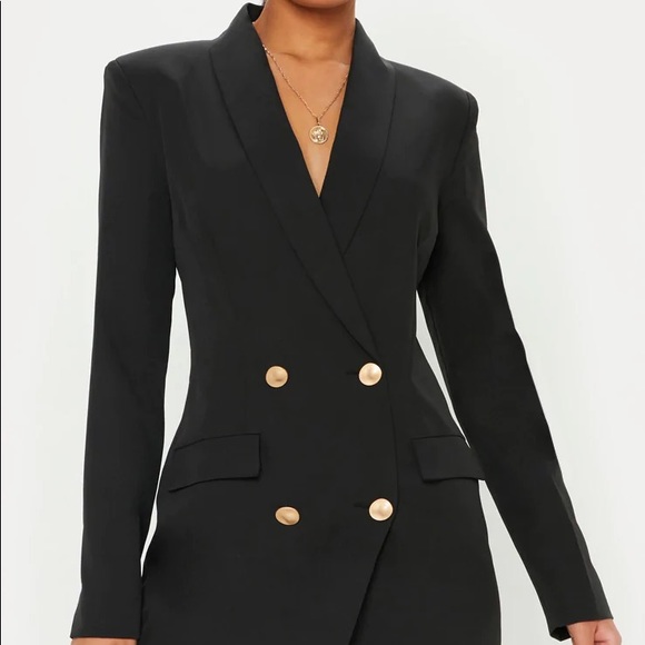 Black Gold Button Blazer Dress - Picture 2 of 2
